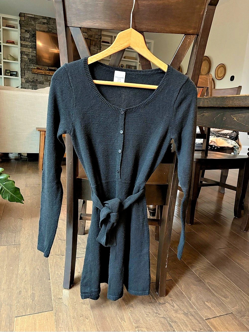 Abercrombie Kids Girls 13/14 Black Knit Tie-Waist Dress NWT